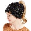 Bonnet femme Queue de cheval laine tricoté - Ref 3423709