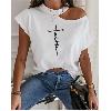 T-shirt femmes avec impression tops sans bretelles  - Ref 3428626