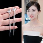Boucles d'oreilles pendantes Femme en Alliage argent plaque or - Ref 3100455