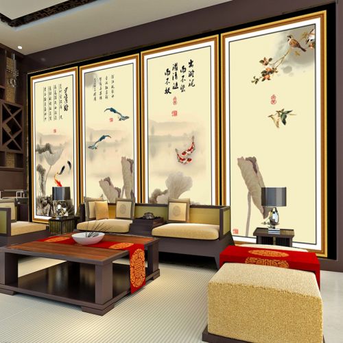 Affiche murale géante moderne chinois - fond d'écran de broderie Ref 2451091