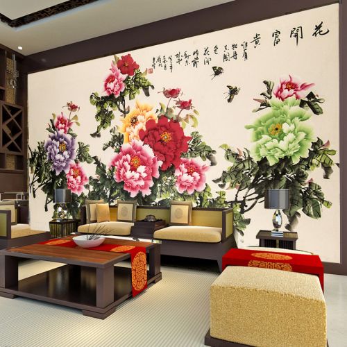 Affiche murale géante moderne chinois - fond d'écran de broderie Ref 2451116