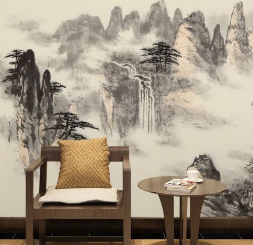 Affiche murale géante moderne chinois - papier peint en soie Ref 2451858