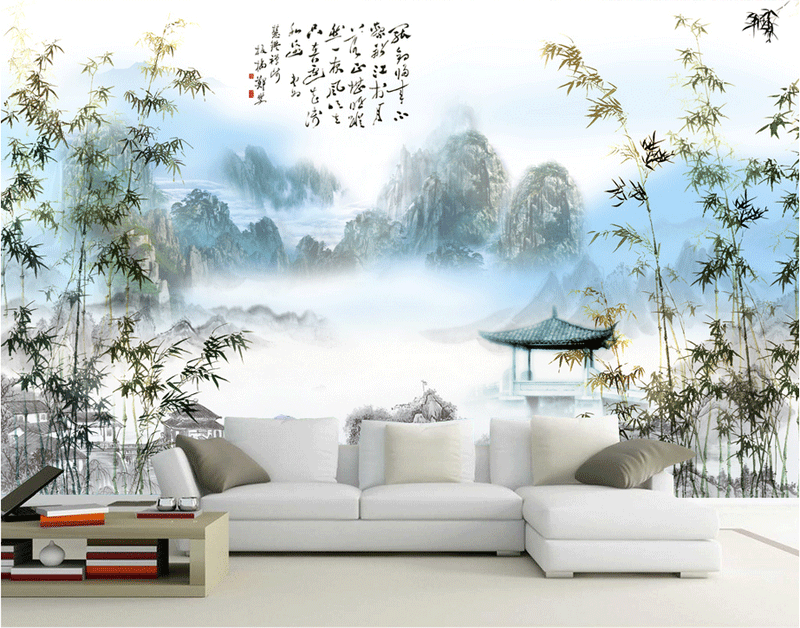 Affiche murale géante moderne chinois - papier peint en soie Ref 2451871