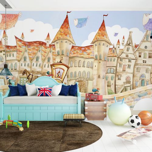 Poster mural 3D géant American Village - papier peint en soie Ref 2453243