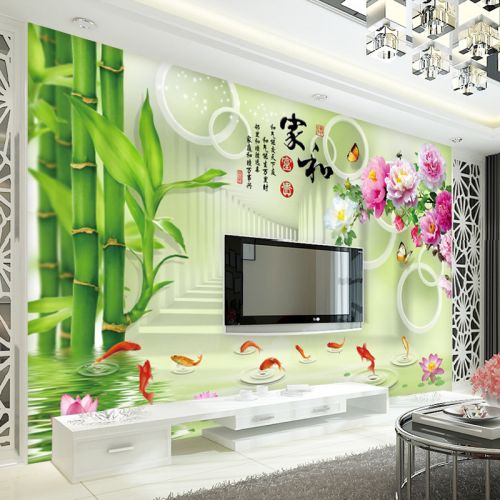 Poster mural 3D géant moderne chinois - papier peint en soie Ref 2453287