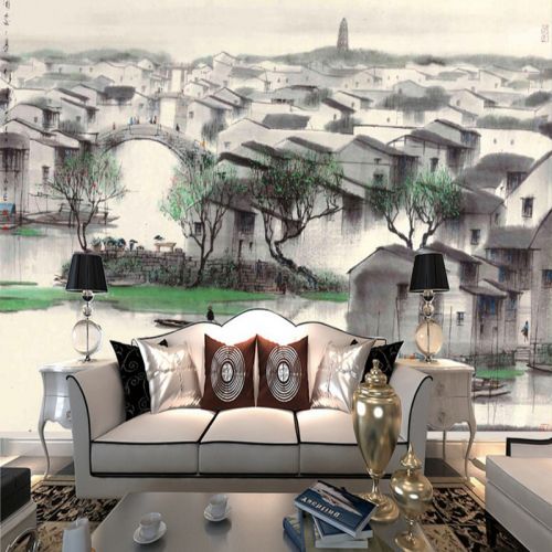 Poster mural 3D géant moderne chinois - papier peint en soie Ref 2456633