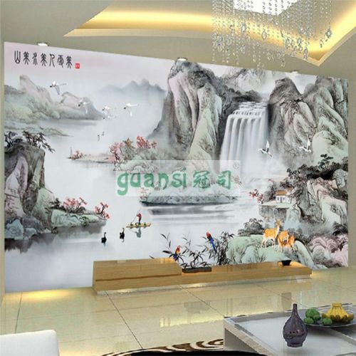 Affiche murale géante AIBOO moderne chinois - papier peint en soie Ref 2459336