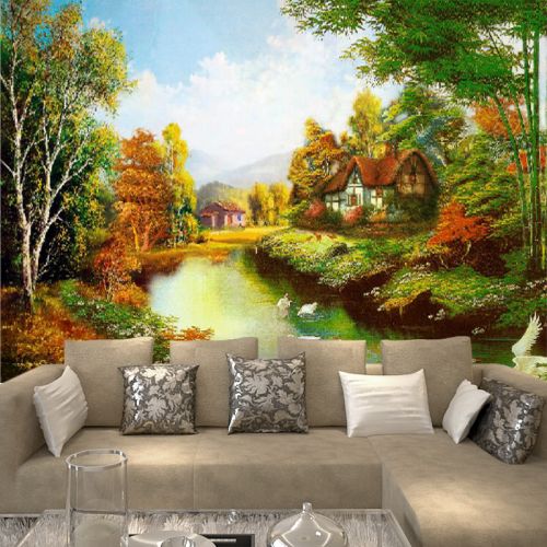 Affiche murale géante LIANGCHAO campagne - papier peint en soie Ref 2460550