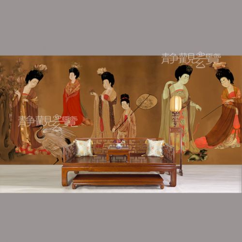 Affiche murale géante moderne chinois - papier peint en soie Ref 2461215