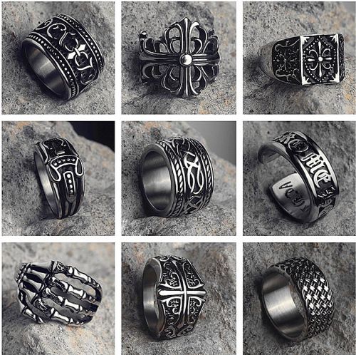 Bague mixte ROCK PUNK en Acier au titane - Ref 3086831