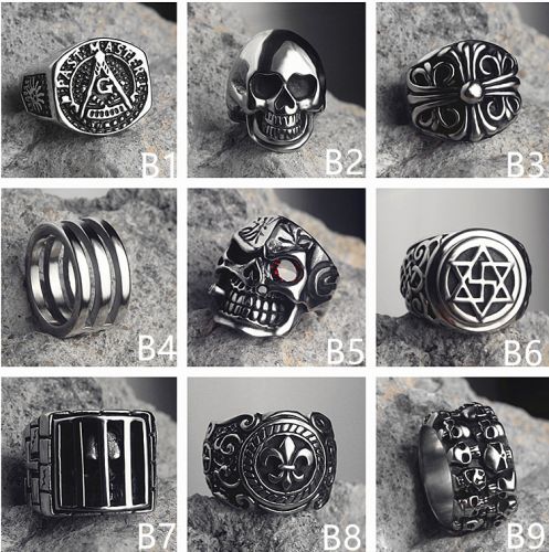 Bague Homme ROCK PUNK en Acier au titane - Ref 3088082