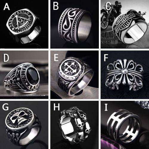 Bague Homme PUNK ELEMENTS en Acier au titane - Ref 3088702