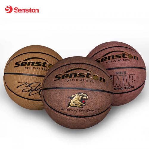 Ballon de basket SENSTON en cuir véritable - Ref 1990425