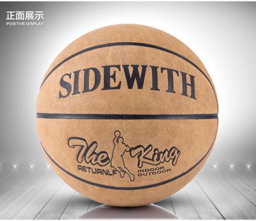 Ballon de basket SIDEWITH en cuir véritable - Ref 1990926