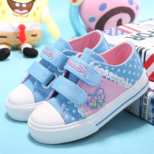 Baskets enfants en toile SPONGEBOB SQUAREPANTS pour printemps - semelle caoutchouc Ref 1003073