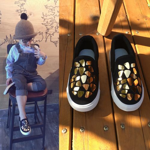 Baskets enfants en toile CONSPOTSE paillette pour printemps - semelle caoutchouc naturel Ref 1007084