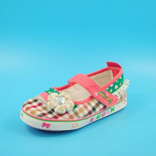 Baskets enfants en tissu brodé pour printemps - semelle caoutchouc naturel Ref 1007399