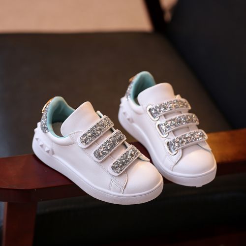 Baskets enfants en cuir synthétique paillette pour printemps - semelle caoutchouc Ref 1008128