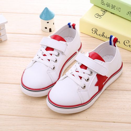 Baskets enfants en similicuir coutures cuir pour printemps - semelle caoutchouc Ref 1008376