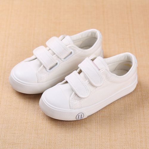 Baskets enfants en toile coutures cuir pour printemps - semelle caoutchouc Wear Ref 1010356