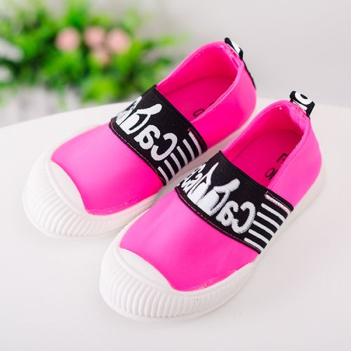 Baskets enfants en toile coutures cuir pour printemps - semelle caoutchouc Ref 1012459