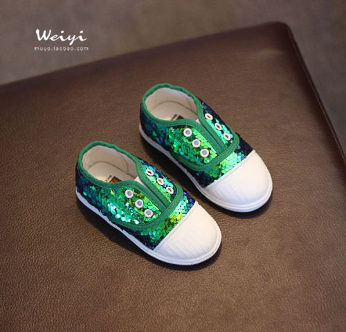 Baskets enfants en toile paillette pour printemps - semelle caoutchouc antidérapant Ref 1012466