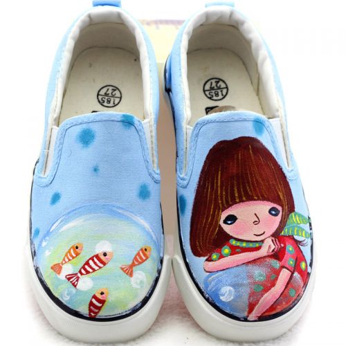 Baskets enfants en toile brodé pour printemps - Ref 1012740