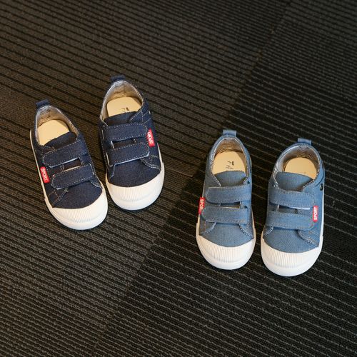 Baskets enfants en toile coutures cuir pour printemps - semelle caoutchouc Ref 1013314