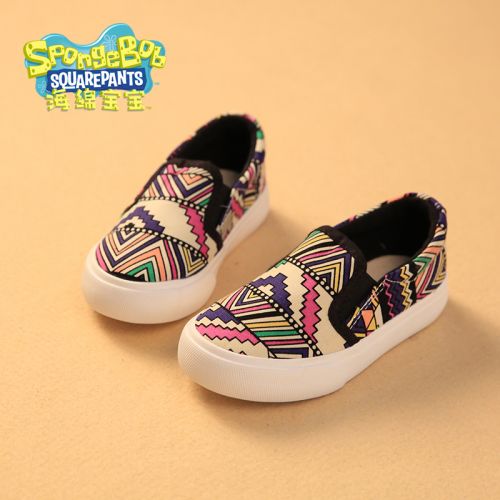 Baskets enfants en toile SPONGEBOB SQUAREPANTS pour printemps - semelle caoutchouc Ref 1014501