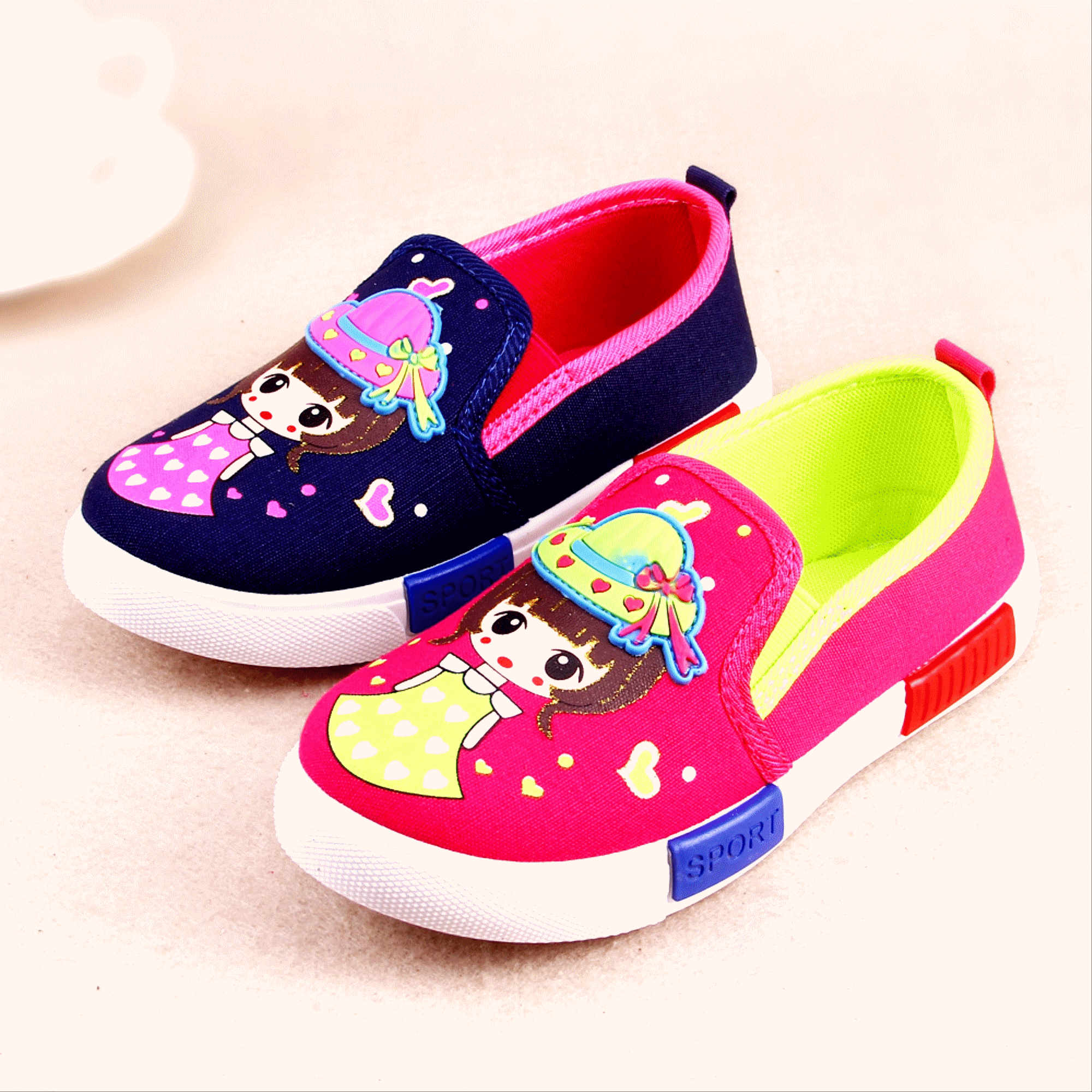 Baskets enfants en toile pour printemps - semelle caoutchouc antidérapant Ref 1017759