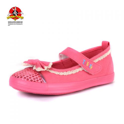 Baskets enfants en toile LOONEY TUNES paillette pour été - semelle caoutchouc Ref 1022874