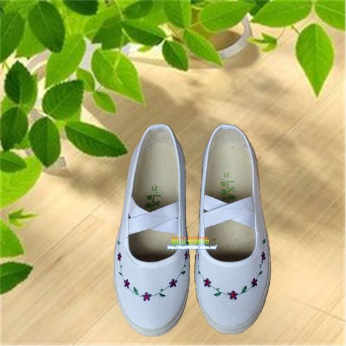 Baskets enfants en toile brodé pour Toute saison - semelle caoutchouc Ref 1023794