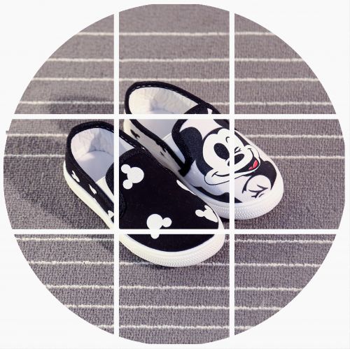 Baskets enfants en toile coutures cuir pour printemps - semelle caoutchouc antidérapant Ref 1024375