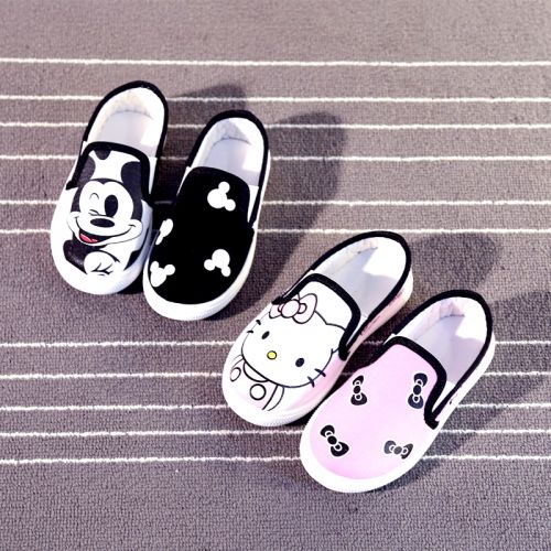 Baskets enfants en toile coutures cuir pour printemps - semelle caoutchouc antidérapant Ref 1025510
