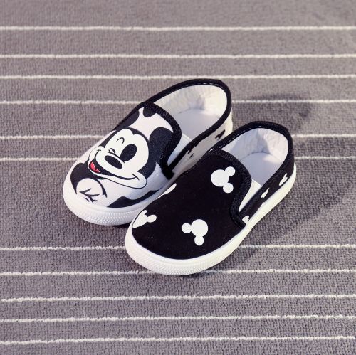 Baskets enfants en toile coutures cuir pour printemps - semelle caoutchouc antidérapant Ref 1026616