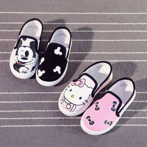 Baskets enfants en toile coutures cuir pour printemps - semelle caoutchouc antidérapant Ref 1026819
