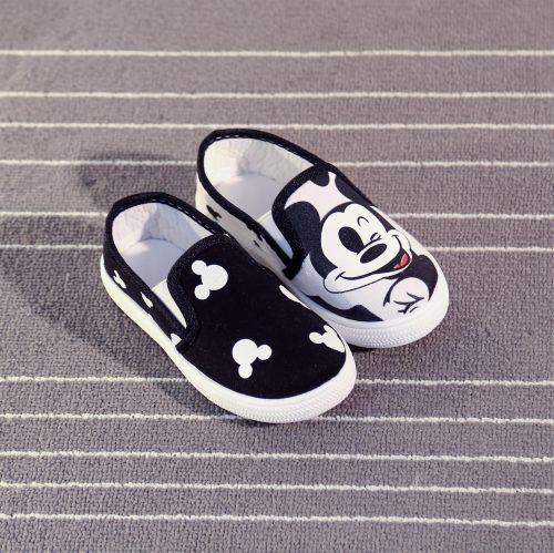 Baskets enfants en toile coutures cuir pour printemps - semelle caoutchouc antidérapant Ref 1027311