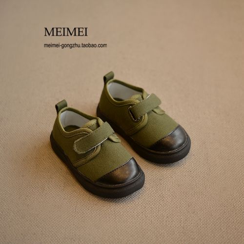 Baskets enfants en toile coutures cuir pour été - semelle caoutchouc carbone Ref 1028901