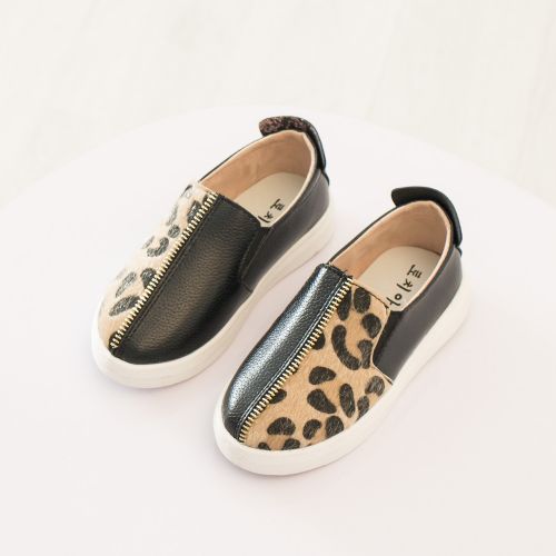Baskets enfants coutures en cuir pour printemps - semelle caoutchouc Ref 1029011