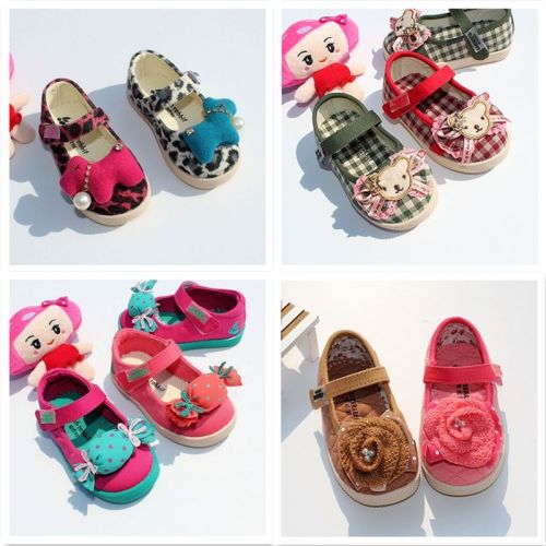 Baskets enfants en toile brodé pour printemps - semelle caoutchouc Ref 1030469