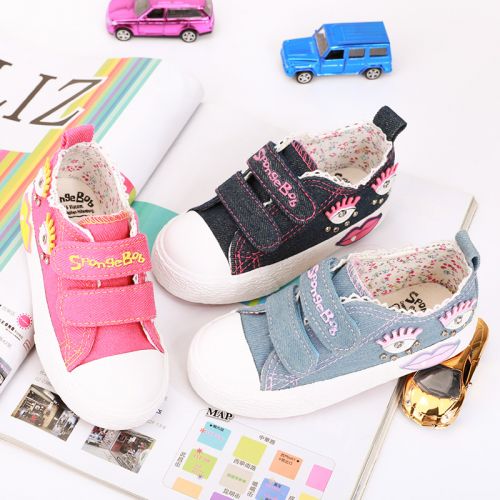 Baskets enfants en toile SPONGEBOB SQUAREPANTS pour printemps - semelle caoutchouc Ref 1033823