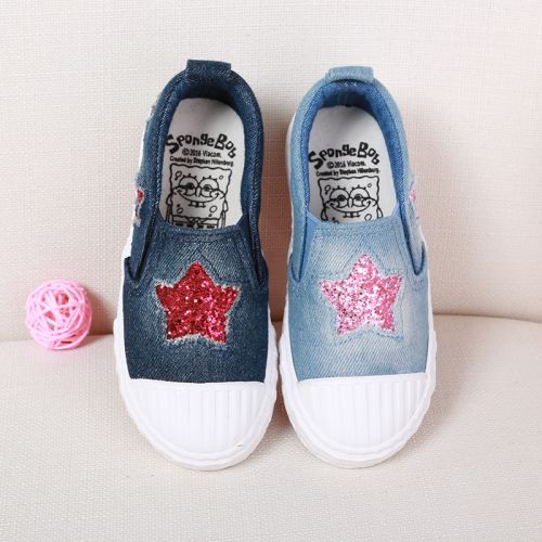 Baskets enfants en toile SPONGEBOB SQUAREPANTS pour printemps - semelle caoutchouc Ref 1033880