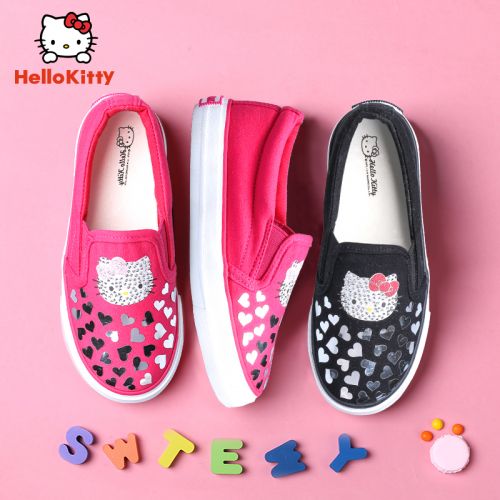 Baskets enfants en toile HELLO KITTY pour printemps - semelle vulcanisation Ref 1034766