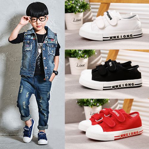 Baskets enfants en toile coutures cuir pour printemps - semelle vulcanisation Ref 987396