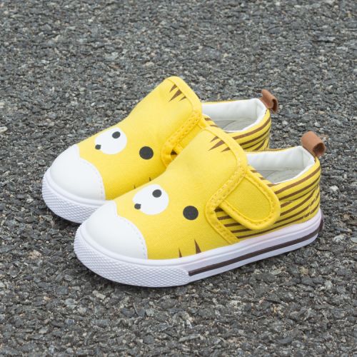 Baskets enfants en toile coutures cuir pour printemps - semelle caoutchouc Ref 988094