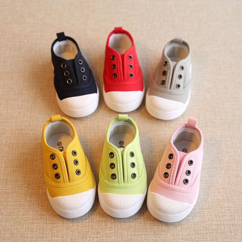 Baskets enfants en toile pour printemps - semelle plastique Ref 988402