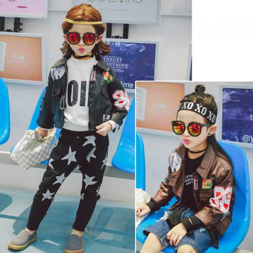 Blouson pour fille en cuir PU - Ref 2160020