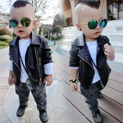 Blouson pour garçon en cuir PU - Ref 2159207