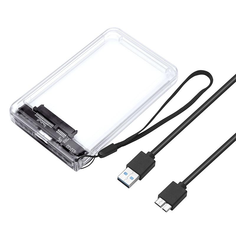 Boîtier disque dur SATA USB3.0 transparente 2.5 pouces  - Ref 3431067