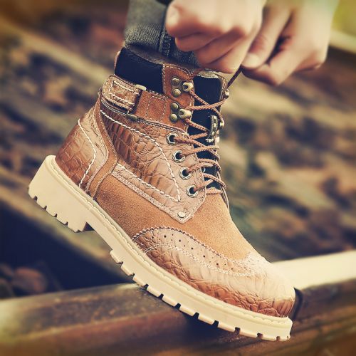 Boots - chaussures en cuir ronde pour hiver - Angleterre - semelle caoutchouc - Ref 950711